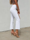 Tonal High Rise Crop Flare Jeans in White - Stitch And Feather