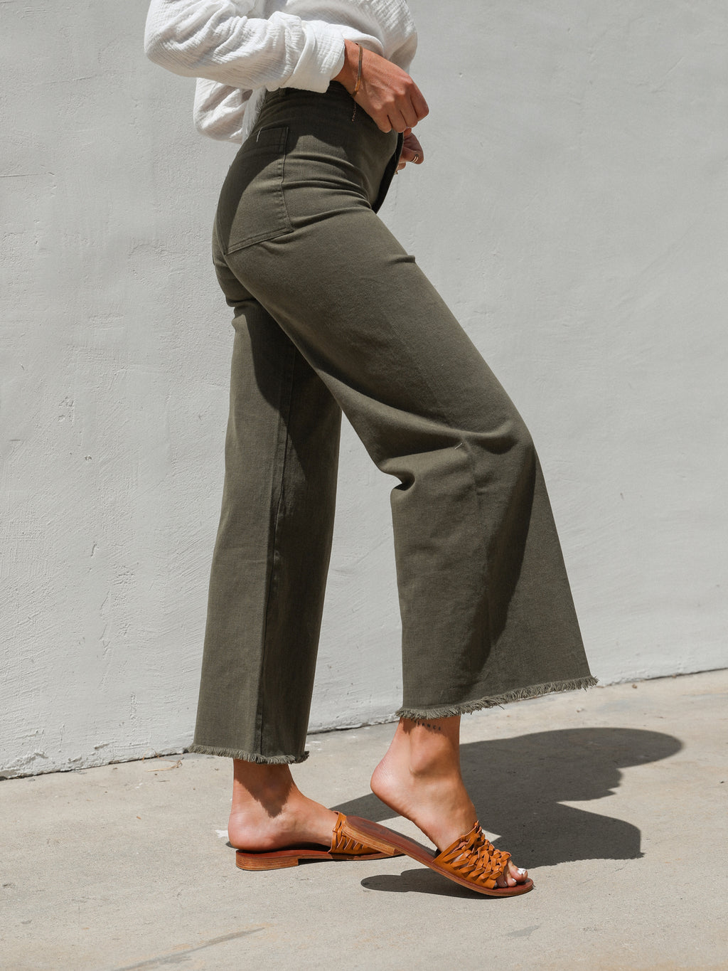 Lanie Cropped Pants in Olive - Stitch And Feather