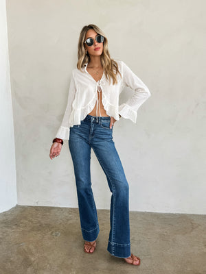 Bellamy Ruffle Tie Top in Cream
