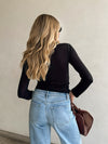 Dale Shirred Long Sleeve in Black