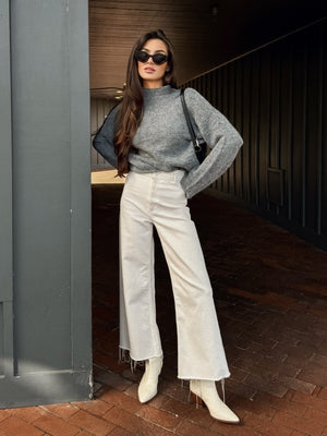 Thea Turtleneck Sweater in Grey - Stitch And Feather