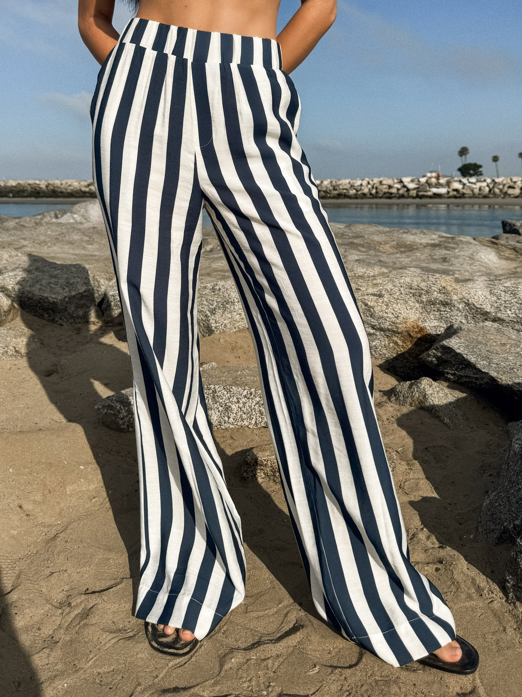 Lido Stripe Wide Leg Pants - Stitch And Feather