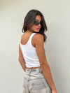 Tobie Ribbed Button Tank in White - Stitch And Feather
