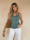 Lottie V-Neck Tank in Emerald