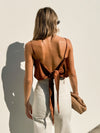 Drive By Satin Top in Golden Brown - Stitch And Feather