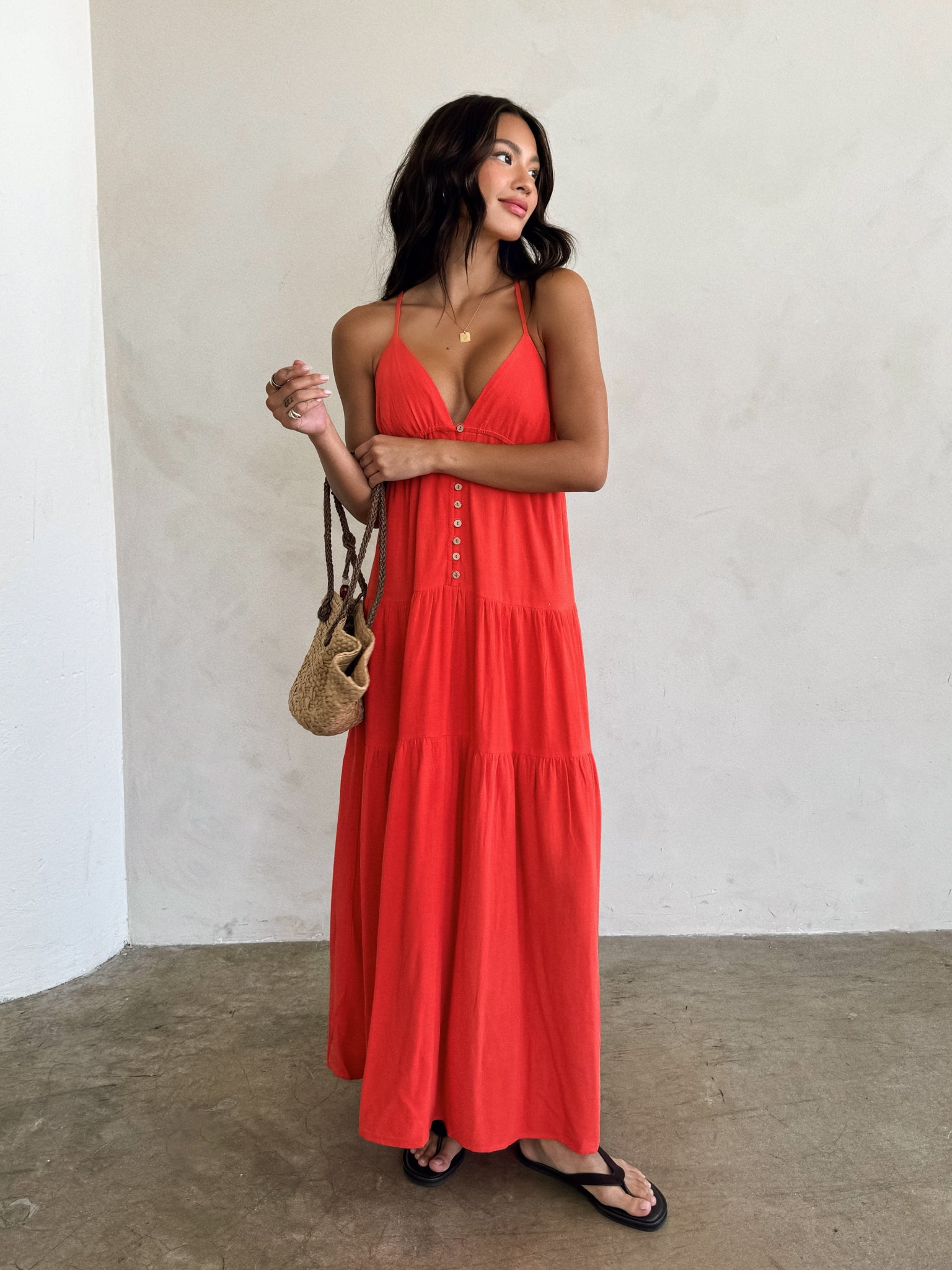 catalina maxi dress Catalina Tiered Ruffle Cut-Out Maxi Dress Blush