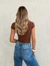 Davis Ribbed Bodysuit in Brown
