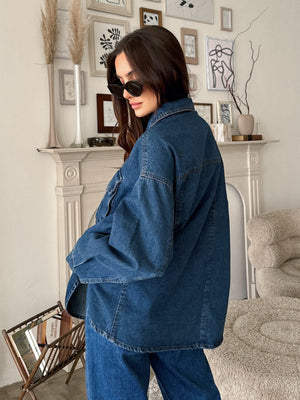 Main Character Denim Shacket - Stitch And Feather