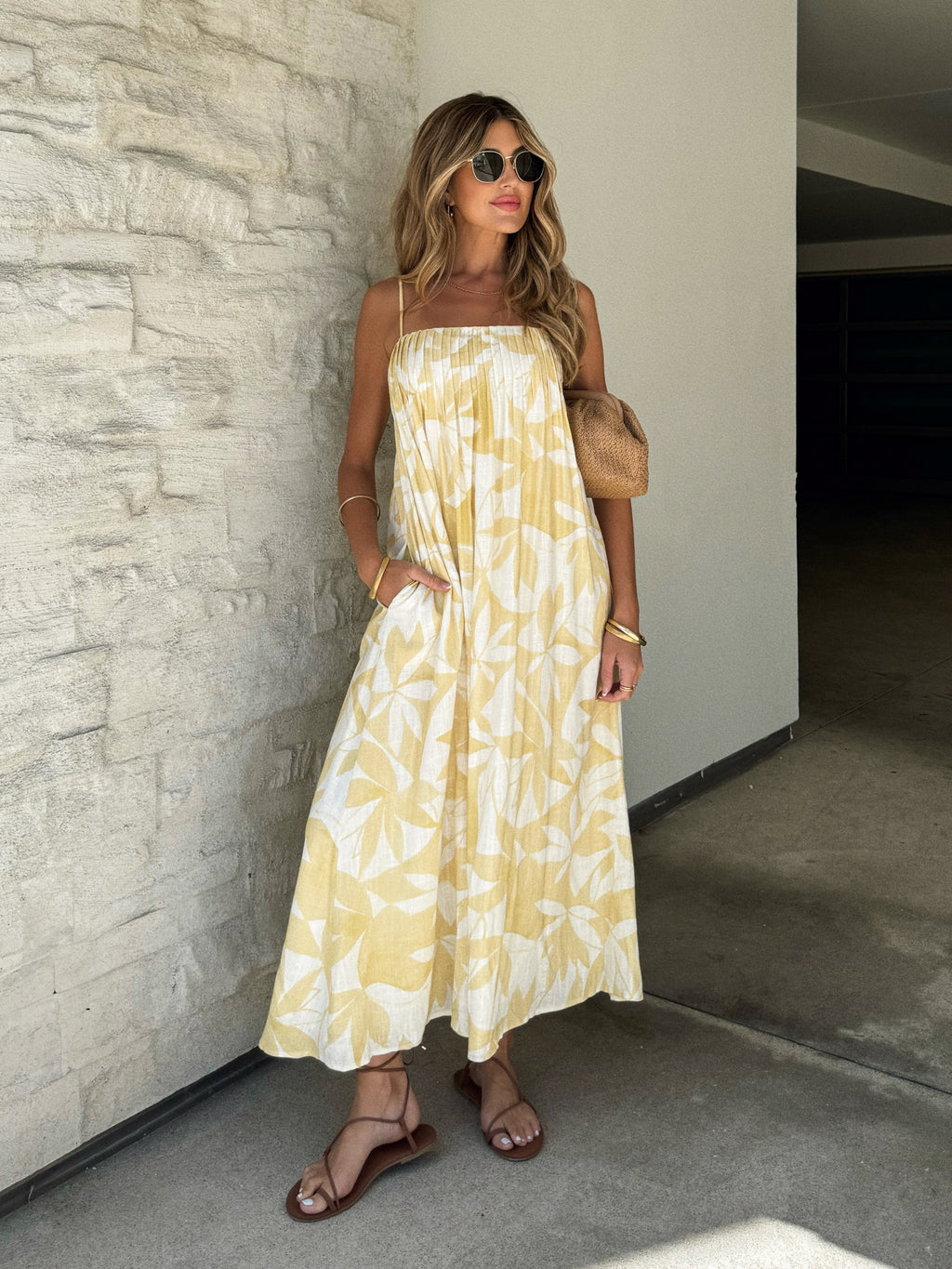 Terra Linen Maxi Dress in Yellow - Stitch And Feather