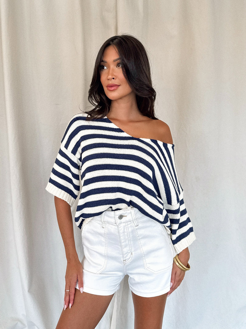 Channel Breeze Stripe Knit Top - Stitch And Feather