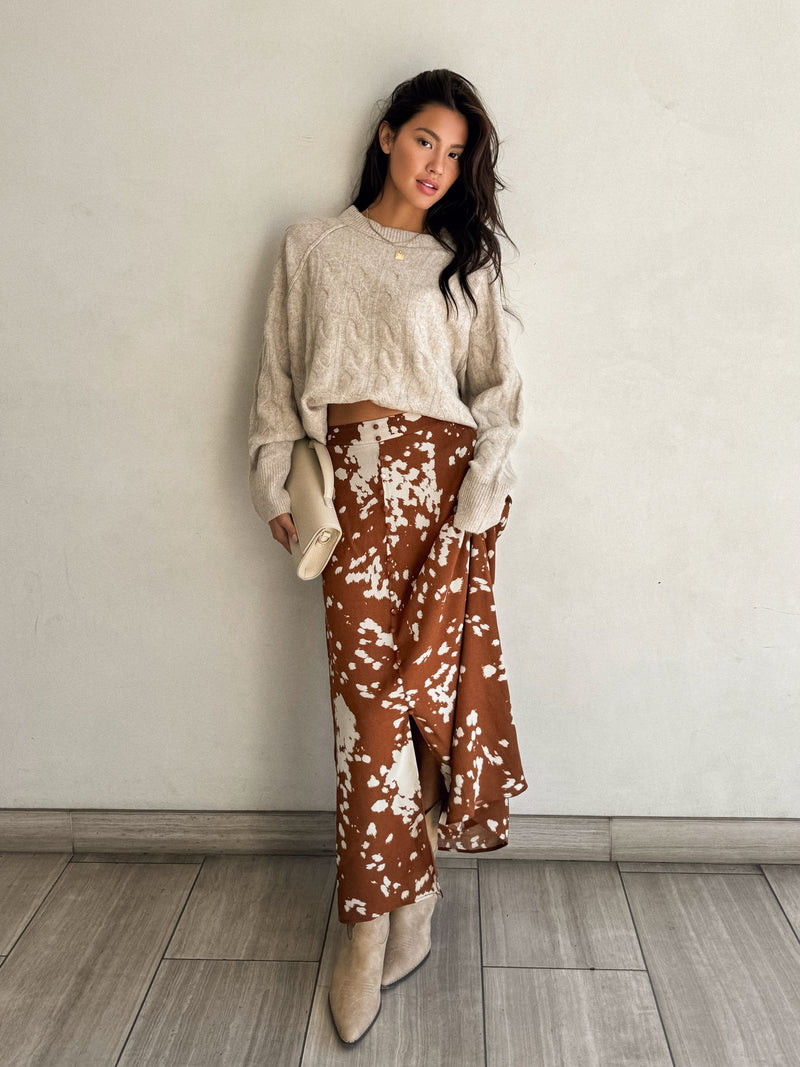 Pecan Pie Midi Skirt