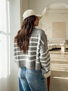 Heather Stripe Button Sweater