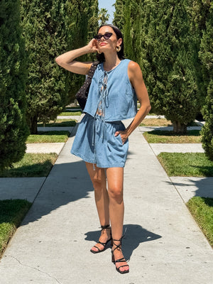 Let Loose Denim Shorts - Stitch And Feather