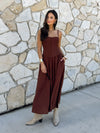 Drop waist corset midi dress- ID34658, Chocolate - Stitch And Feather
