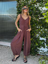 Cotton gauze parachute jumpsuit- IJ34057, Chocolate - Stitch And Feather