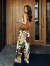 Printed strapless jumpsuit- FJS12555-P2247-SF, Sage Brown - Stitch And Feather