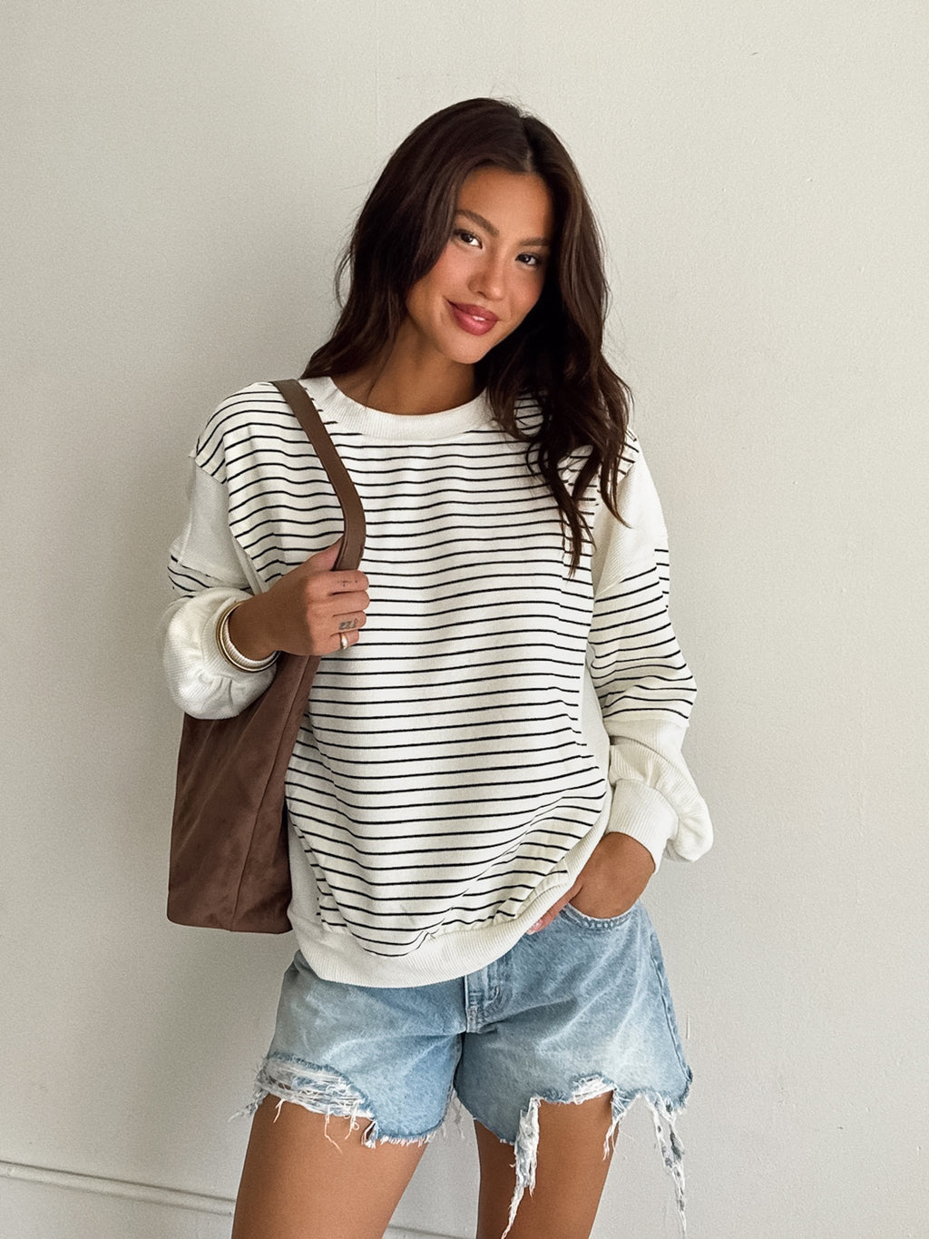 Amara Striped Long Sleeve in Ivory