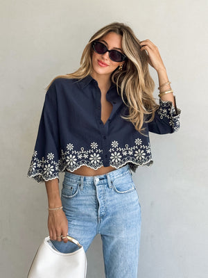 Charlotte Embroidered Blouse - Stitch And Feather
