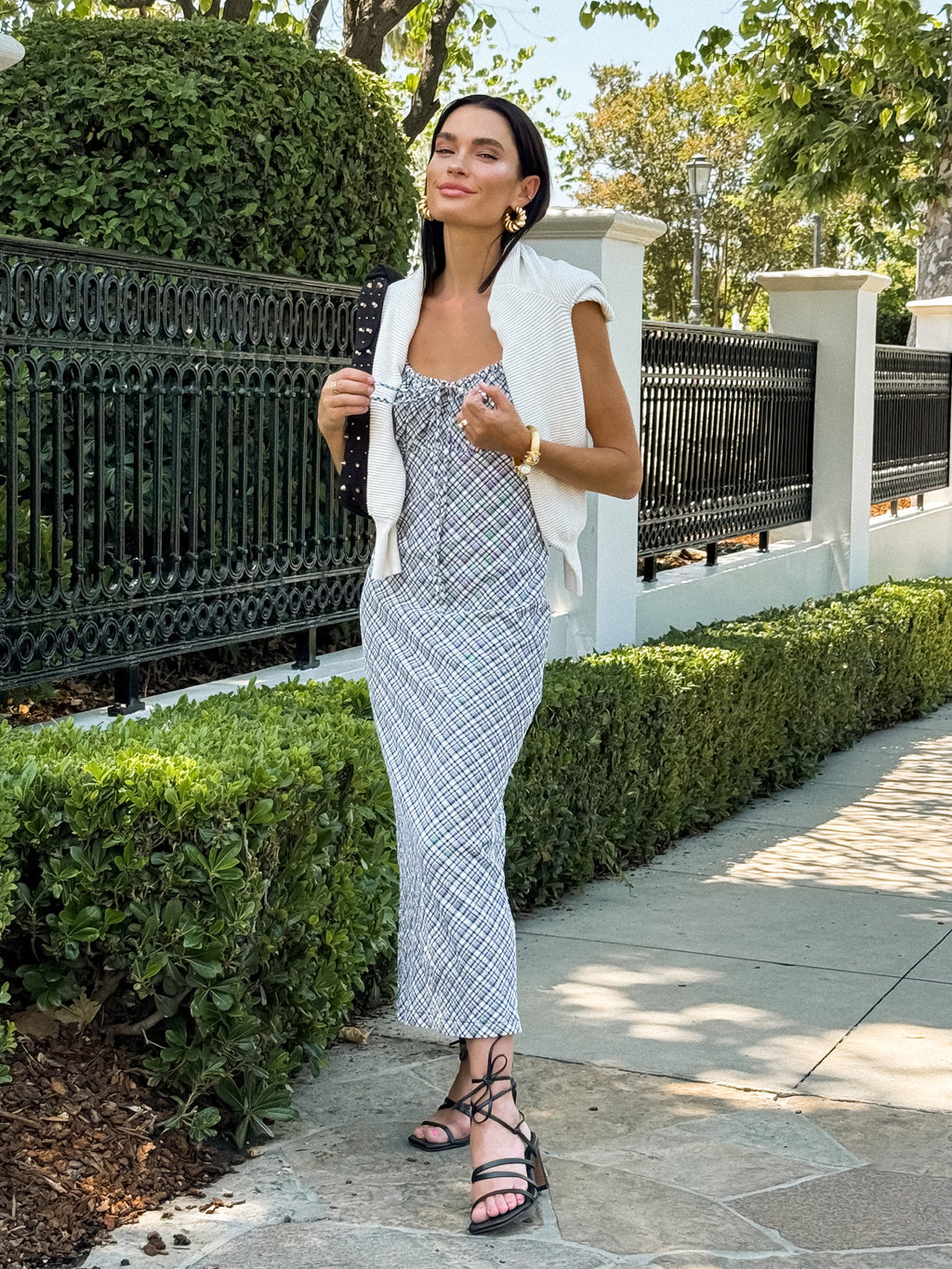 Off Duty Plaid Midi Dress - Stitch And Feather