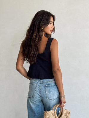 Alluring Tie Front Top in Black - Stitch And Feather