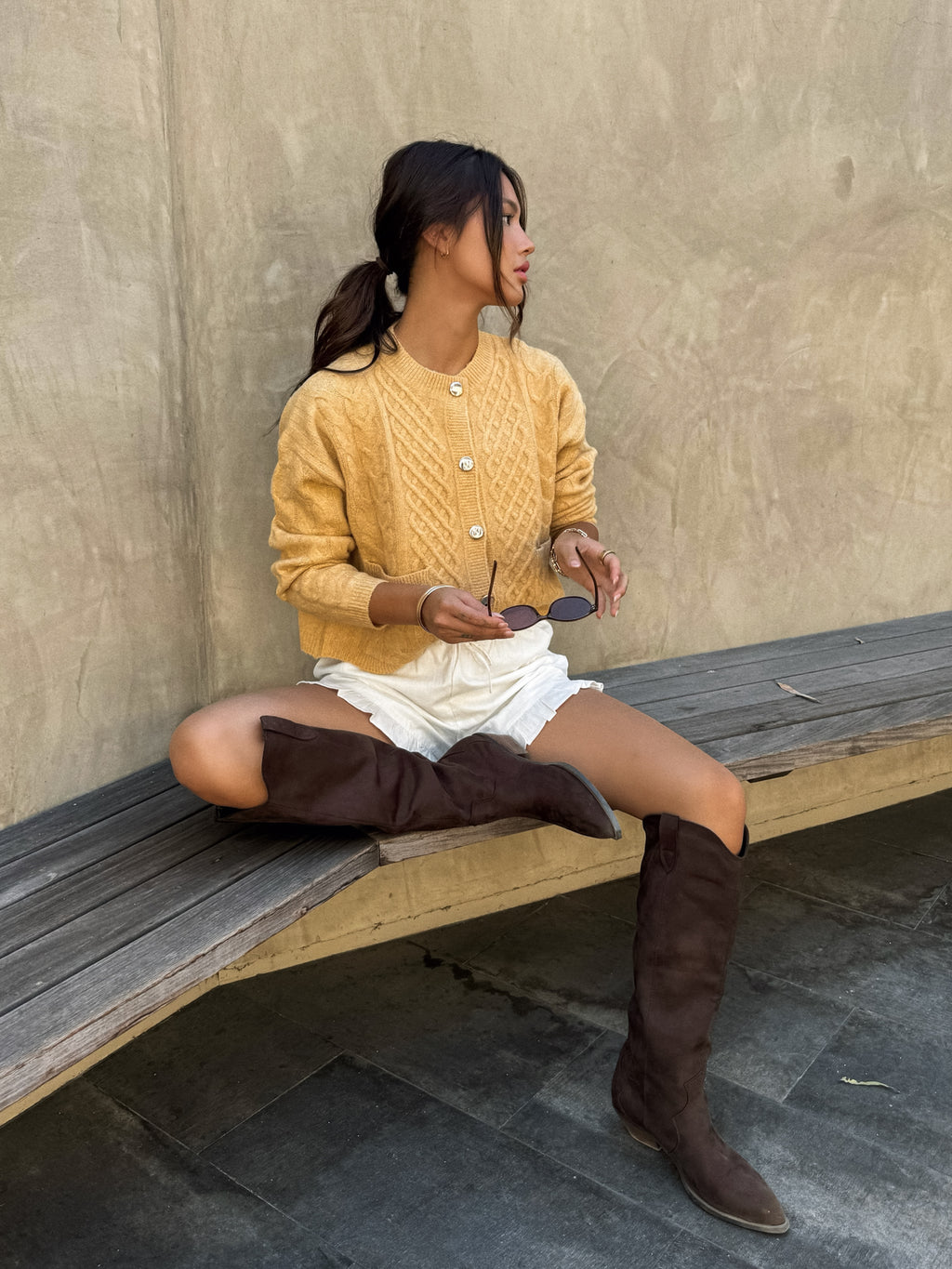 Golden Hour Cable Knit Sweater