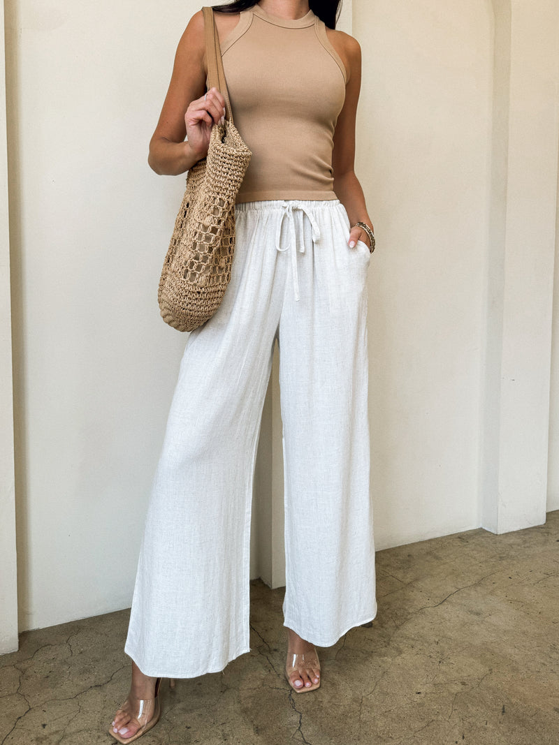 Camden Linen Pants in Oatmeal - Stitch And Feather