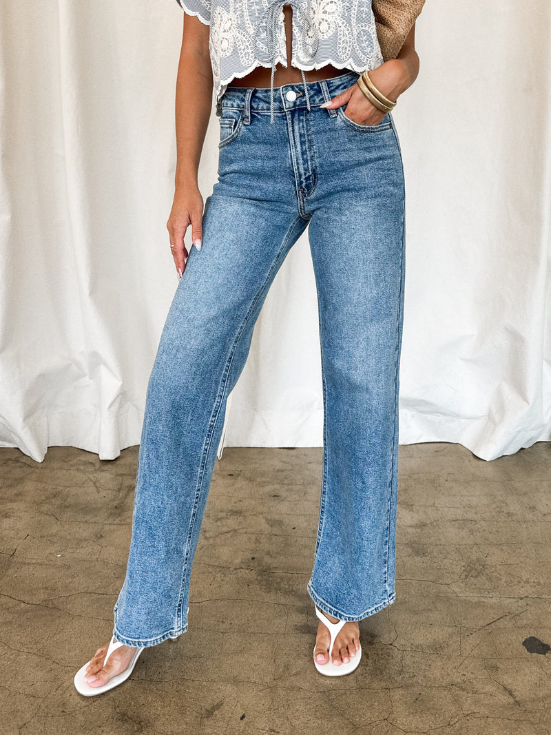 Freefalling Straight Leg Jeans - Stitch And Feather