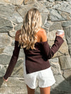 Chocolate Side Slit Knit Top - Stitch And Feather