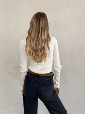 Mia Long Sleeve Knit Top in Cream