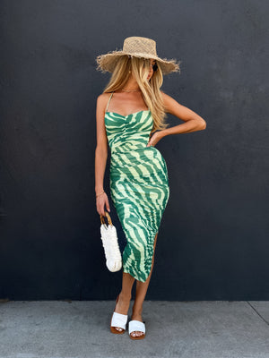 Santorini Shirred Midi Dress - Stitch And Feather