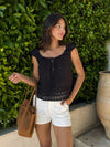 Cleo Eyelet Top in Black