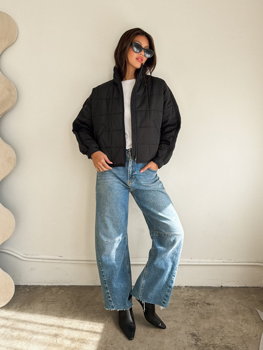 Campfire Quilted Puffer Jacket in Black