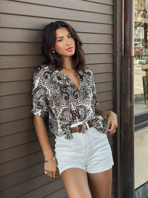 Espresso Paisley Blouse - Stitch And Feather