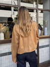Vegan Suede button front jacket- SM-J60020A, Tan - Stitch And Feather