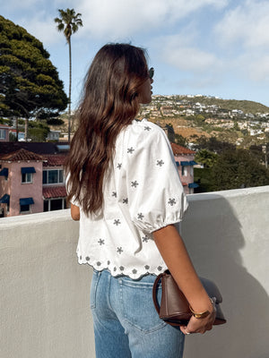 Coastlines Tie Front Top - Stitch And Feather