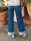 Frankie Cuffed Palazzo Jeans - Stitch And Feather