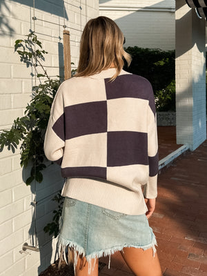 Keep You in Check Knit Sweater - Stitch And Feather