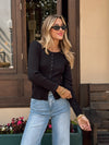 Teddy Ribbed Top in Black - Stitch And Feather