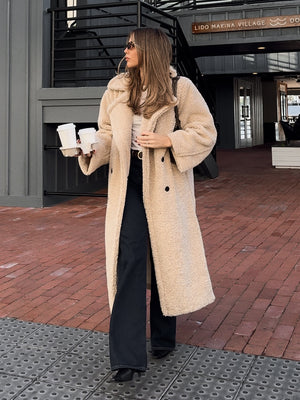 Aspen Sherpa Coat in Beige - Stitch And Feather