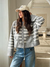 Heather Stripe Button Sweater