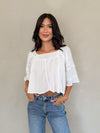 Joni Open Back Blouse in White - Stitch And Feather