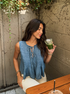 Virgo Pleated Tie Top - Stitch And Feather