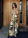 Printed strapless jumpsuit- FJS12555-P2247-SF, Sage Brown - Stitch And Feather