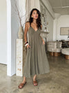 Olive Martini Midi Dress - Stitch And Feather