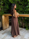 Espresso Linen Midi Dress - Stitch And Feather