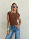 Davis Ribbed Bodysuit in Brown
