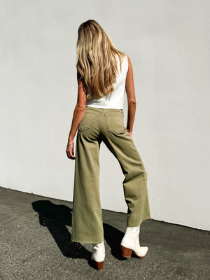 Matcha Latte Wide Leg Denim Jeans - Stitch And Feather