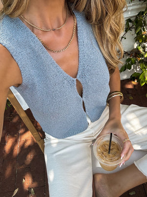 Beyond the Sea Knit Vest in Blue
