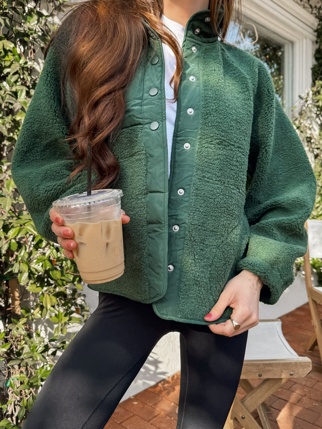 Kiara Fleece Jacket in Hunter Green - Stitch And Feather