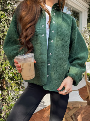 Kiara Fleece Jacket in Hunter Green - Stitch And Feather